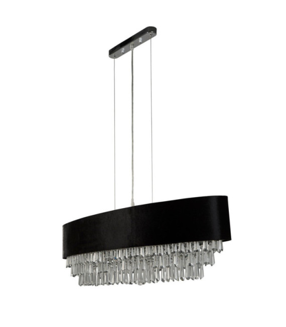 Lámpara colgante Glamour Crystal, acero dulce, acrílico, tela cromada