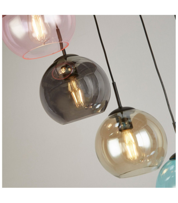 Suspension Mardi Acier doux,verre Noir
