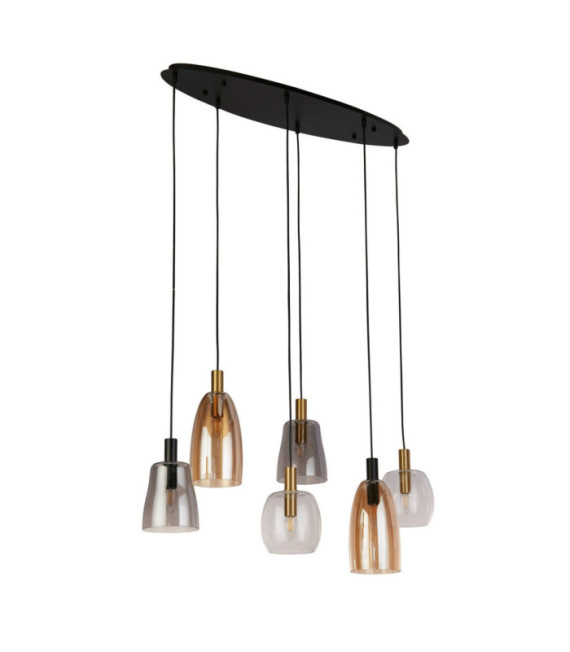 Lámpara colgante Divine Acero dulce, Vidrio negro