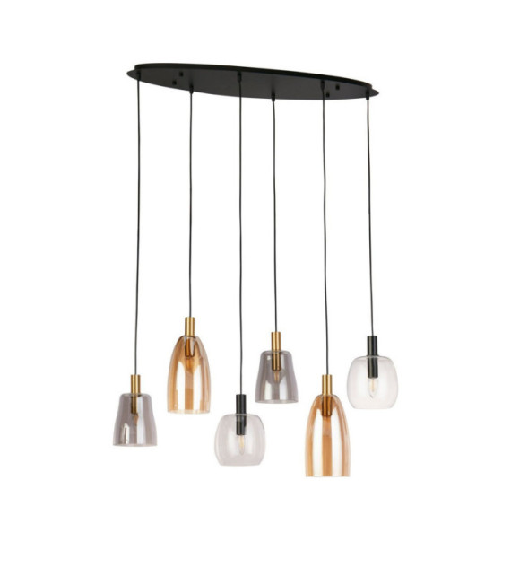 Lampada a sospensione Divine Acciaio dolce, vetro nero