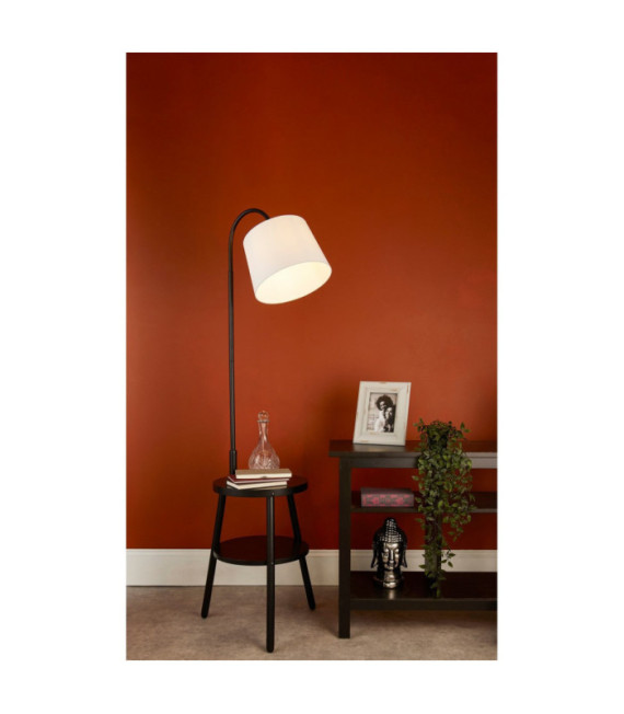 Ridge Floor Lamp Mild Steel, Wood Black, White