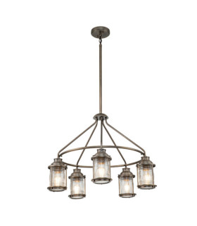 Kichler outdoor pendant light Aluminum, brass, transparent grained glass Burnished bronze