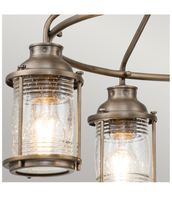 Kichler outdoor pendant light Aluminum, brass, transparent grained glass Burnished bronze