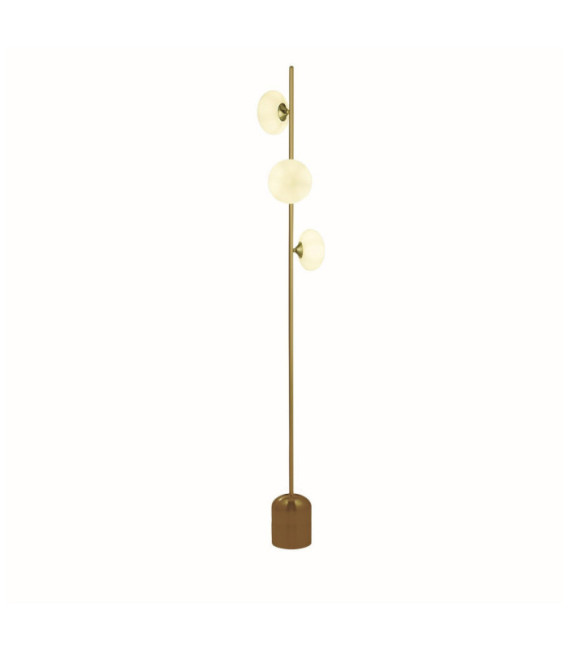 Pebble Floor Lamp Mild Steel White, Satin Brass