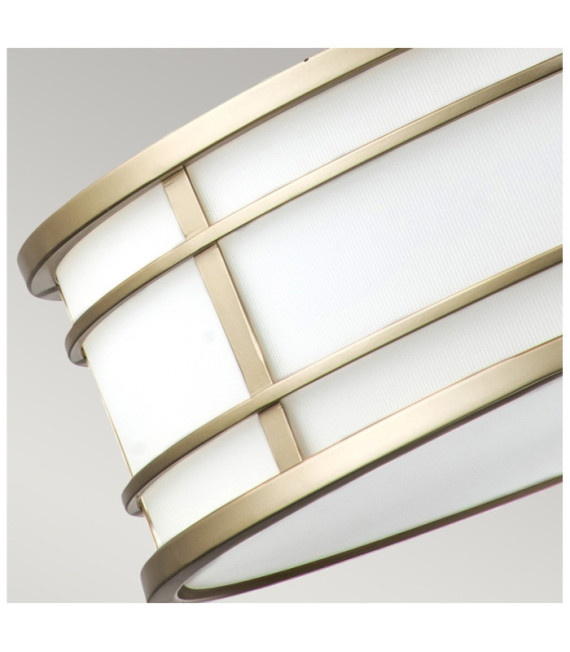 Lámpara colgante Fusion de cristal opalino, acero, latón natural pintado