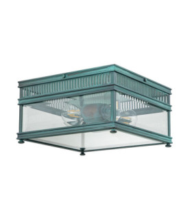 Holborn outdoor ceiling light Clear glass, solid brass Verdigris