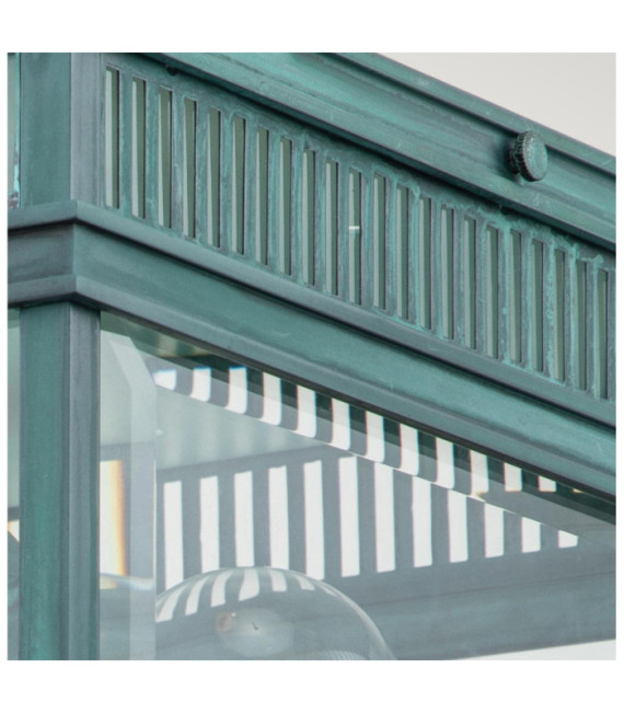 Plafoniera da esterno Holborn Vetro trasparente, ottone massiccio Verdigris