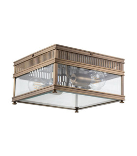 Lámpara de techo para exterior Holborn Vidrio transparente, latón macizo Bronce oscuro