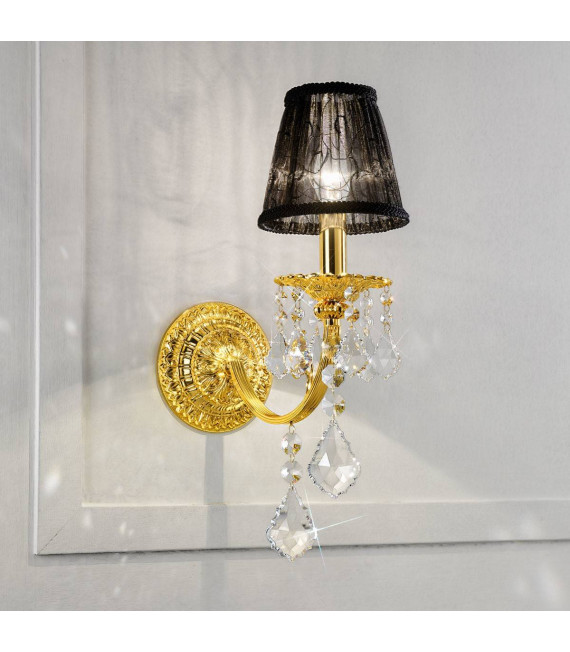 Klassische Wandleuchte PISANI CRYSTAL 24 Karat Gold 1 Glühbirne