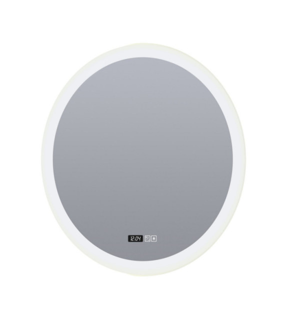 Bathroom Mirror Round Mild Steel, Clear Glass, White