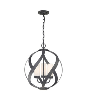 Quoizel pendant light Opal engraved glass, Old Black steel