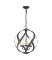 Suspension Quoizel Verre gravé opale,acier Vieux Noir