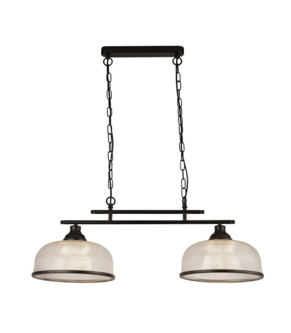 Lampada a sospensione Highworth Acciaio dolce, vetro trasparente, nero