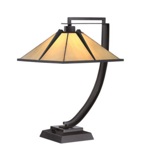 Lampada da tavolo Pomeroy Vetro artistico, acciaio Western bronzo
