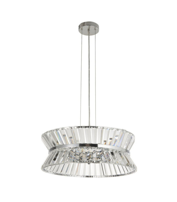 Lampada a sospensione Uptown Acciaio dolce, vetro trasparente, cromo