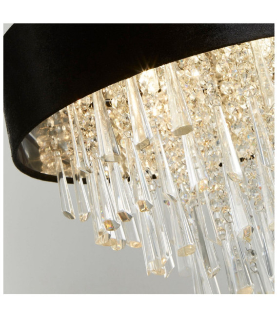 Glamor Crystal pendant light, mild steel, acrylic, Chrome fabric