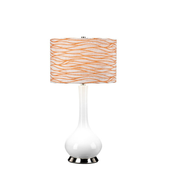 Milo Table Lamp Ceramic Base, Steel, Polished Nickel Fabric Shade