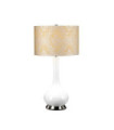 Lampe de table Milo Base en céramique,acier,Abat-jour en tissu Nickel poli