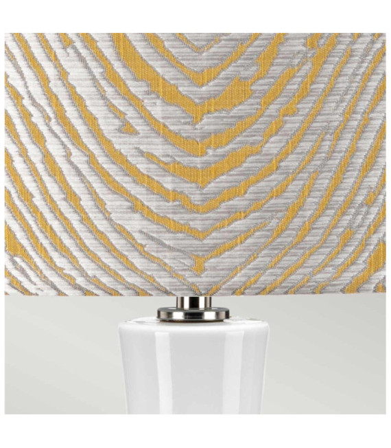 Milo Table Lamp Ceramic Base, Steel, Polished Nickel Fabric Shade