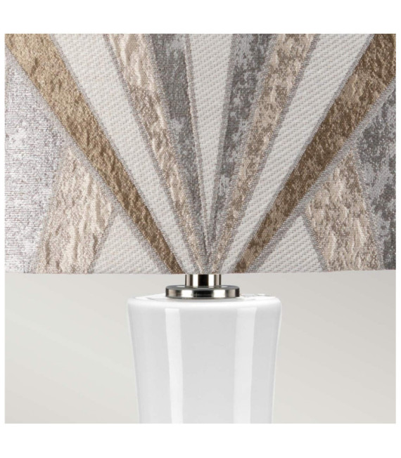 Milo Table Lamp Ceramic Base, Steel, Polished Nickel Fabric Shade