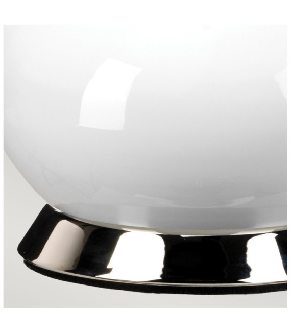 Lampada da tavolo Milo Base in Ceramica, Acciaio, Paralume in Tessuto Nickel Lucido