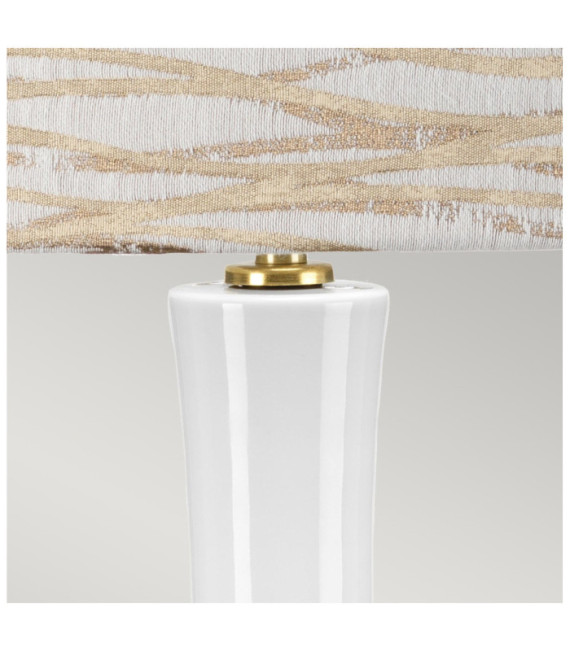 Milo table lamp Ceramic base, steel, Aged brass fabric lampshade