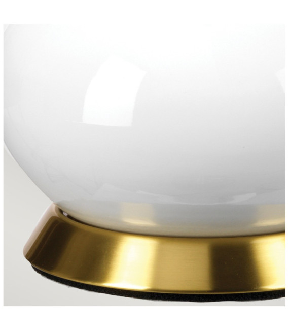 Milo table lamp Ceramic base, steel, Aged brass fabric lampshade