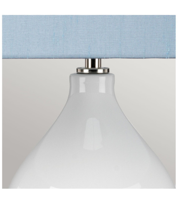 Isla Table Lamp Ceramic Base, Steel, Faux Silk Shade, Polished Nickel