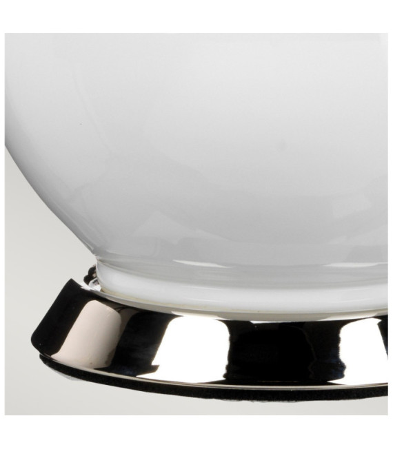 Lampe de table Isla Base en céramique,acier,Abat-jour en fausse soie, Nickel poli