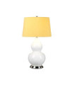 Lampe de table Isla Base en céramique,acier,Abat-jour en fausse soie, Nickel poli