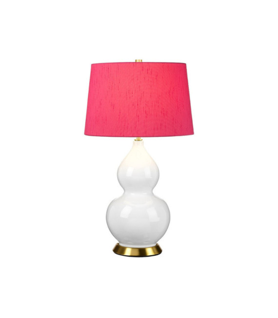 Isla table lamp Ceramic base, steel, Faux silk lampshade, Aged brass