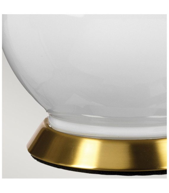 Isla Tischlampe Keramiksockel, Stahl, Lampenschirm aus Kunstseide, gealtertes Messing