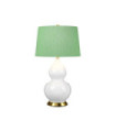Isla table lamp Ceramic base, steel, Faux silk lampshade, Aged brass