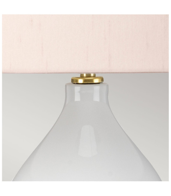 Isla table lamp Ceramic base, steel, Faux silk lampshade, Aged brass