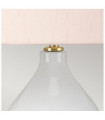 Lampe de table Isla Base en céramique,acier,Abat-jour en fausse soie, Laiton vieilli