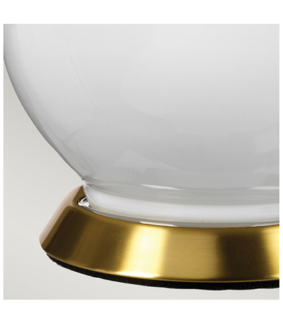 Lampe de table Isla Base en céramique,acier,Abat-jour en fausse soie, Laiton vieilli
