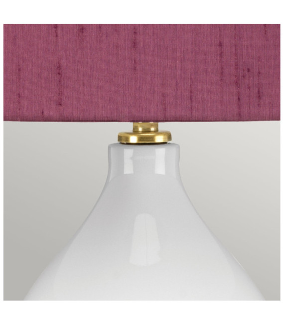 Isla Tischlampe Keramiksockel, Stahl, Lampenschirm aus Kunstseide, gealtertes Messing