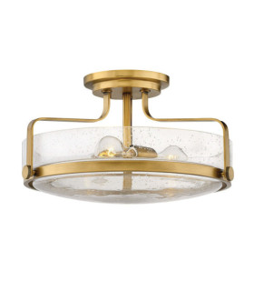 Harper Deckenleuchte Stahl, transparentes genarbtes Glas Messing Heritage