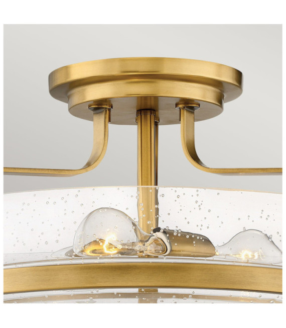 Plafoniera Harper Acciaio, vetro granulato trasparente Ottone Heritage