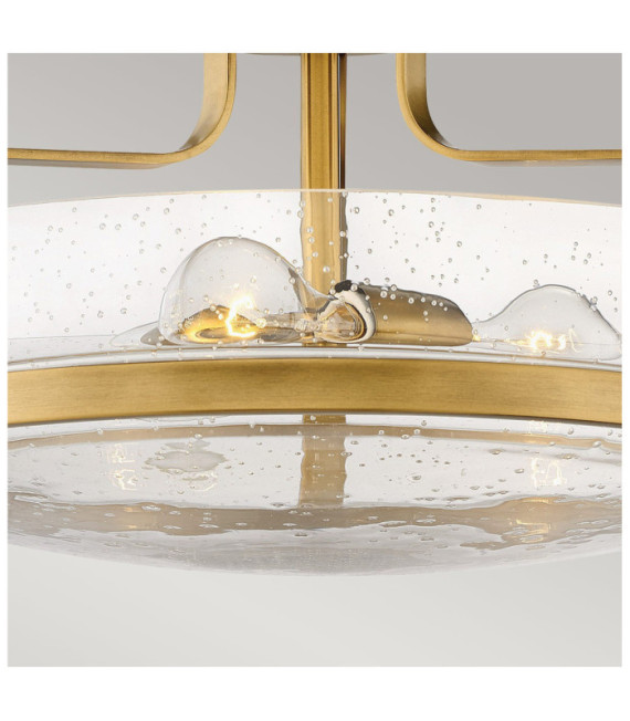 Plafonnier Harper Acier,verre grainé transparent Laiton Héritage