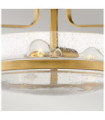 Harper ceiling light Steel, transparent grained glass Brass Heritage