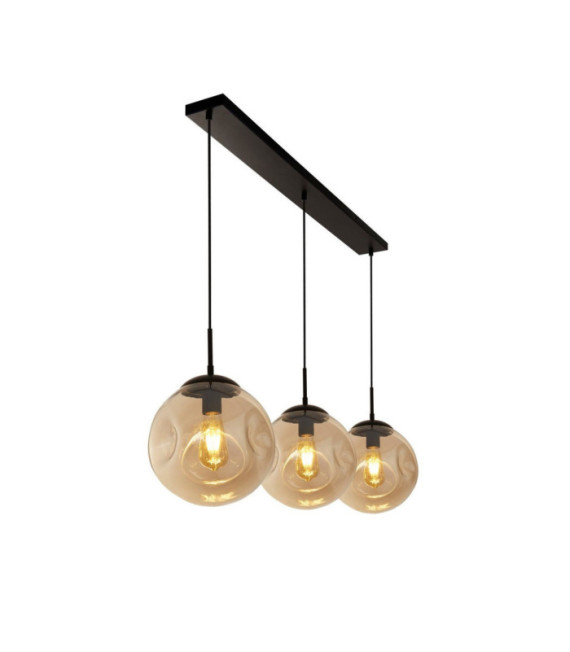 Punch Pendelleuchte Weichstahl, schwarzes Glas