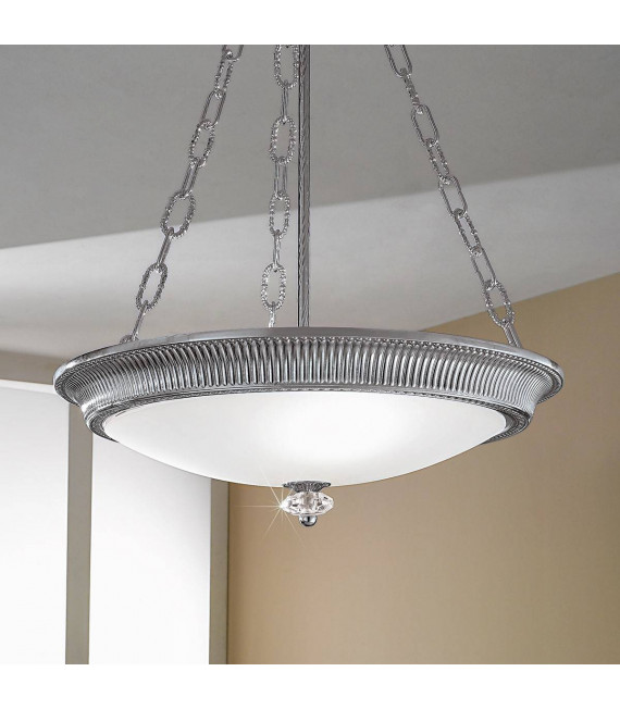 Klassische MILORD Chrom Pendelleuchte 3 Lampen