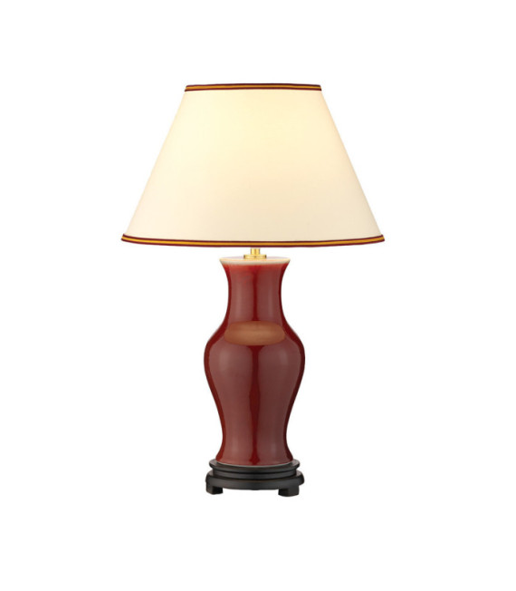 Oxblood table lamp Lampshade made from porcelain, wood, Blood of beef