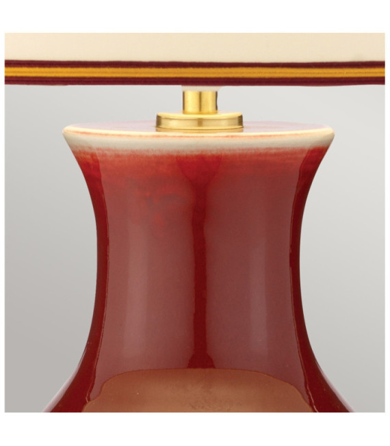 Lámpara de mesa Oxblood Pantalla de porcelana, madera, Sangre de ternera