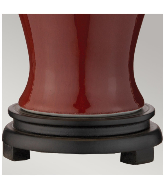 Lámpara de mesa Oxblood Pantalla de porcelana, madera, Sangre de ternera