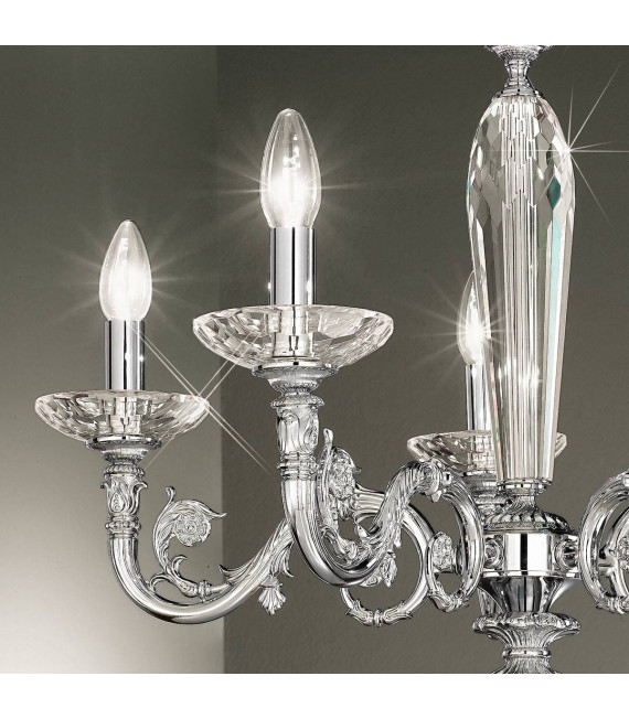 Chandelier classique CONTARINI chrome 5 ampoules