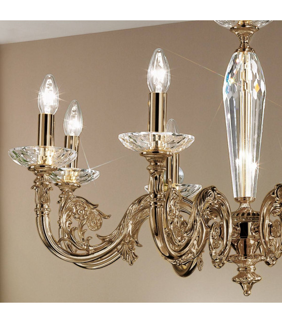 Chandelier classique CONTARINI laiton antique 8 ampoules