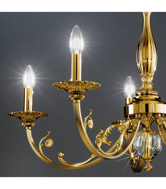 Chandelier classique PISANI laiton antique 5 ampoules