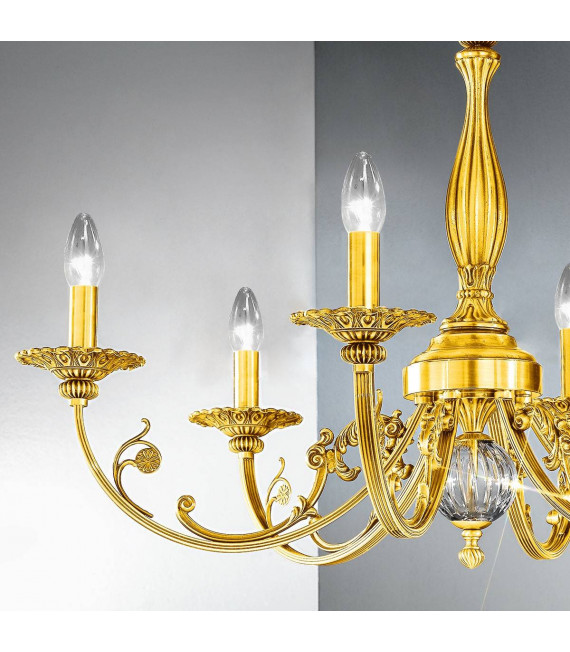 Candelabro clásico PISANI 24 quilates Oro 6 bombillas